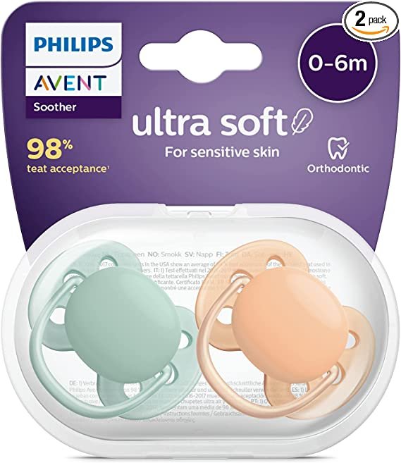 Paquete de 2 chupetes Philips Avent ultra soft